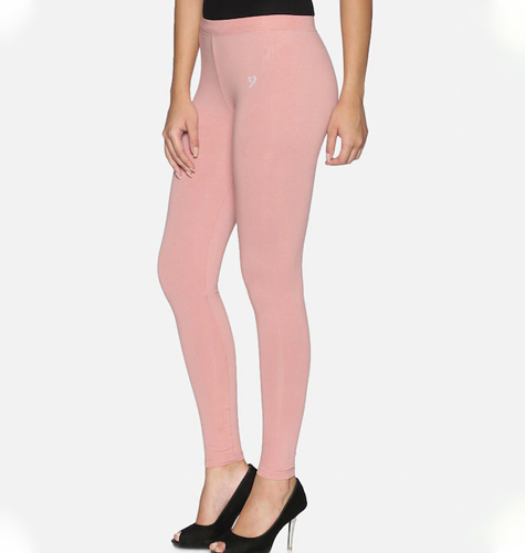 Women Pink Coloured Solid Ankle-Length Leggings